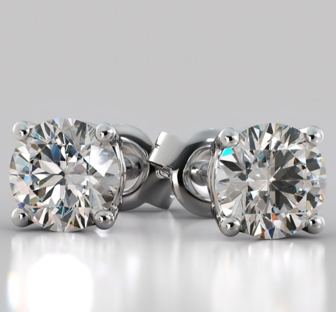 New 6ct Certified Moissanite Stud Earrings