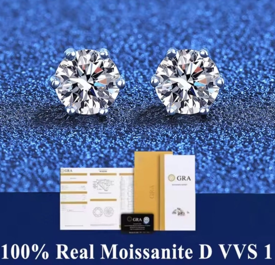 New 4ct Certified Moissanite Stud Earrings!